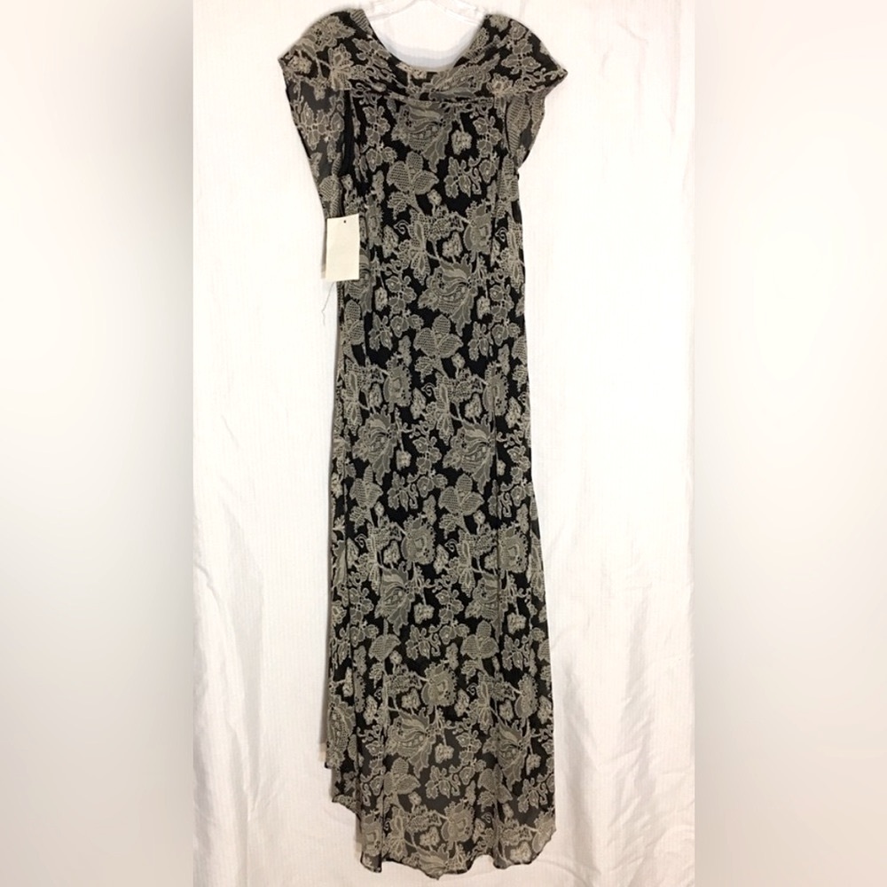 NWT Black Jessica Howard Hi-Lo Lace Patterned Maxi Dress Size 14 - Picture 2 of 8